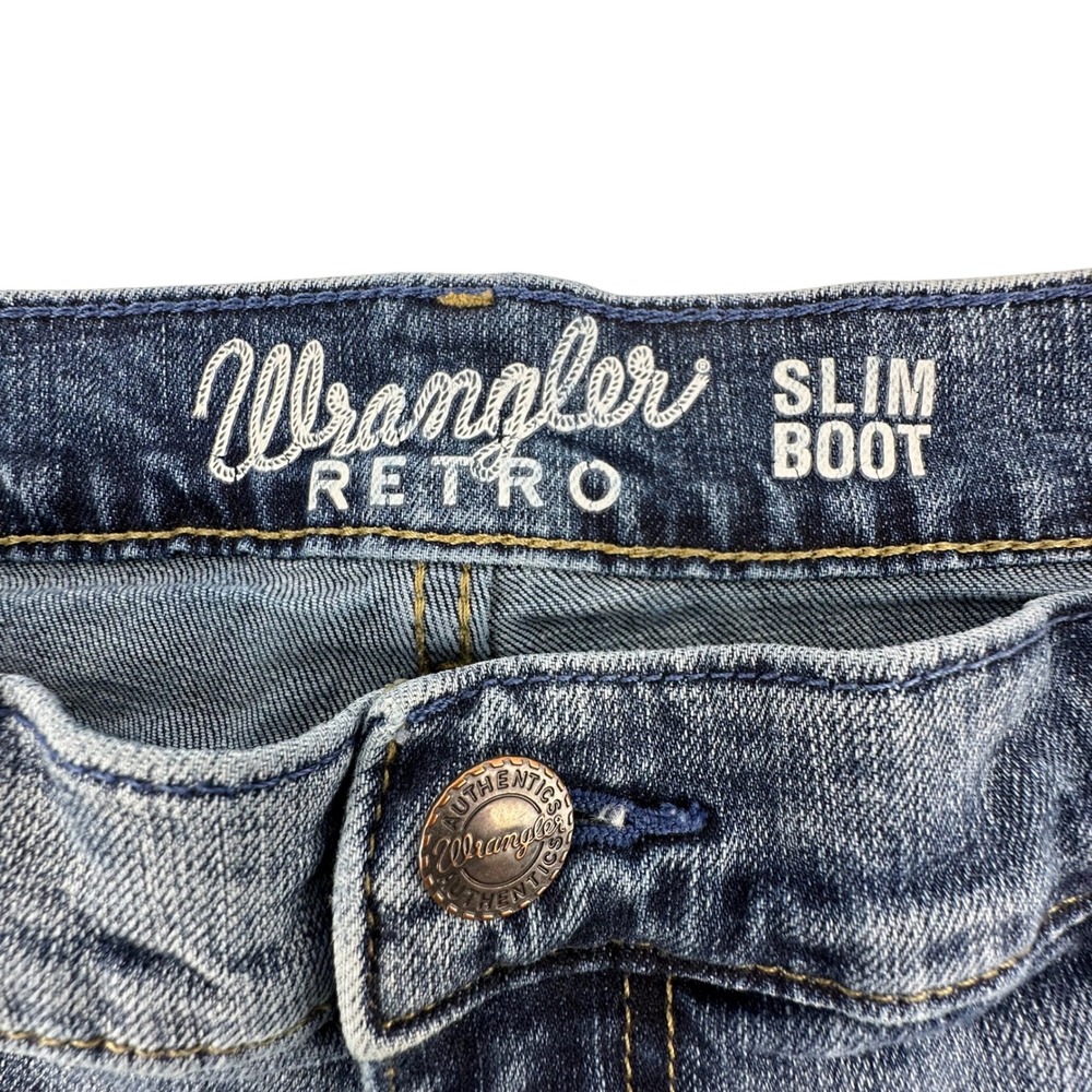 Wrangler Retro Slim Boot Mens Blue Med Denim Western 38x33 Jeans W70144569